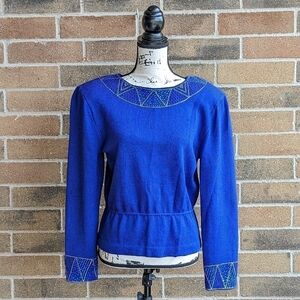 ST. John Evening Embellished Blouse Knit Top